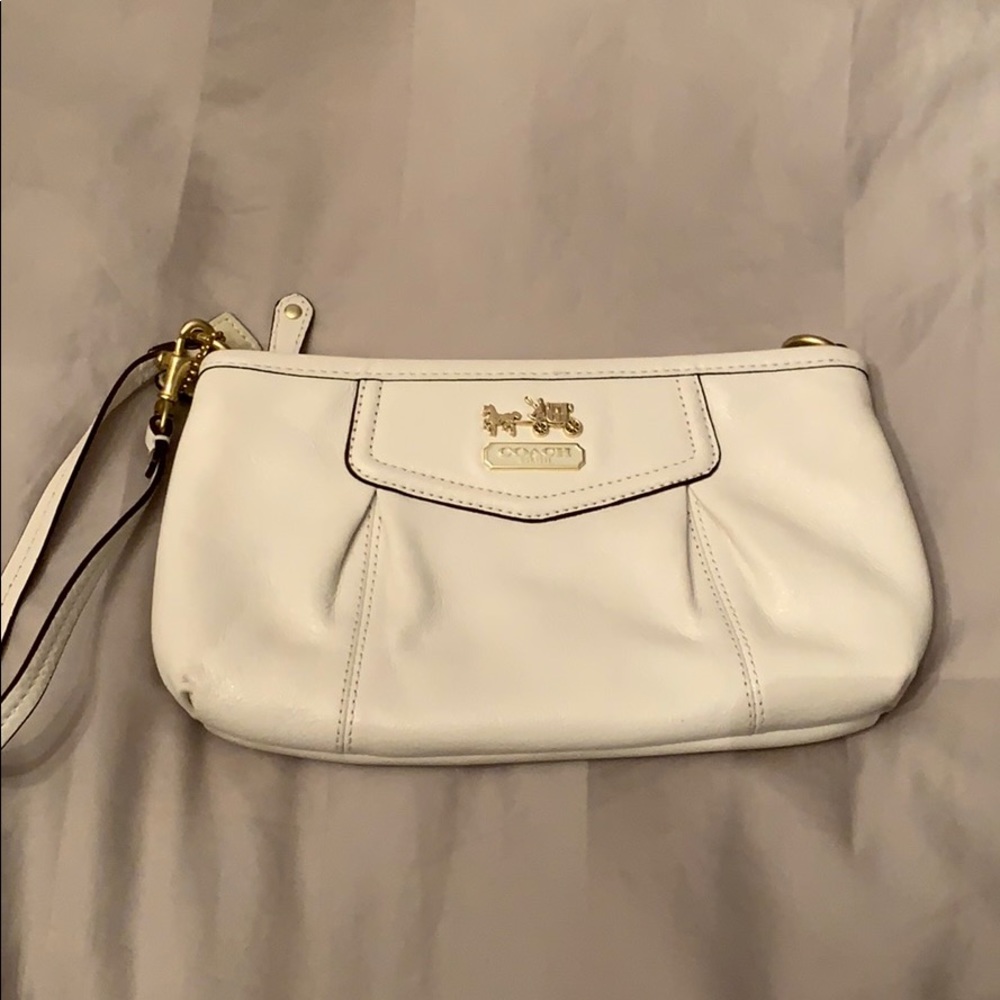 White leather coach wristlet